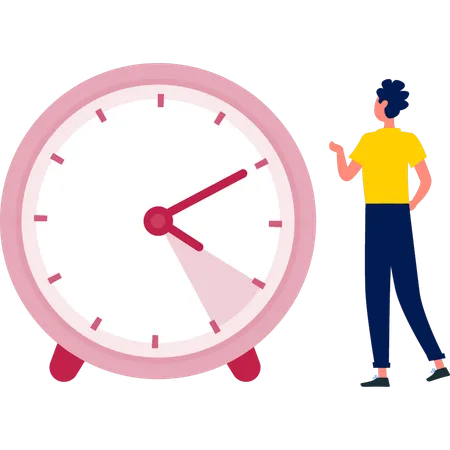 Boy using digital clock  Illustration