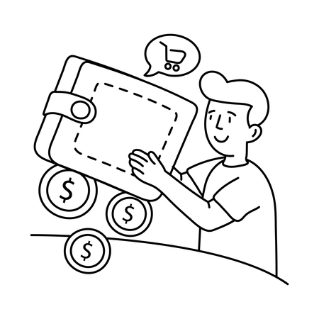 Boy using e wallet  Illustration