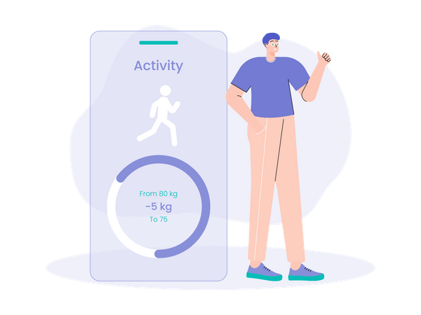 Boy using fitness tracking app  Illustration