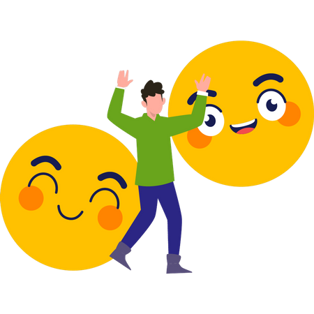 Boy using happy emojis  Illustration