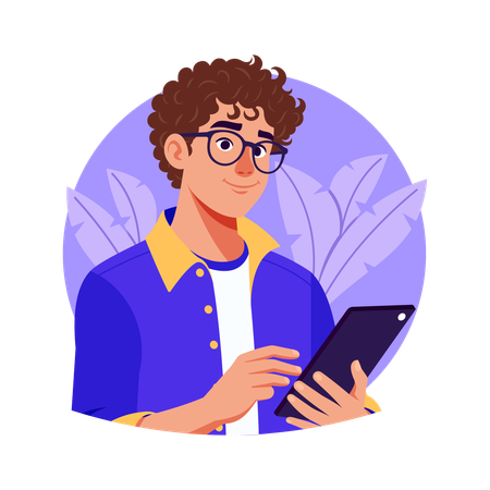 Boy using ipad  Illustration