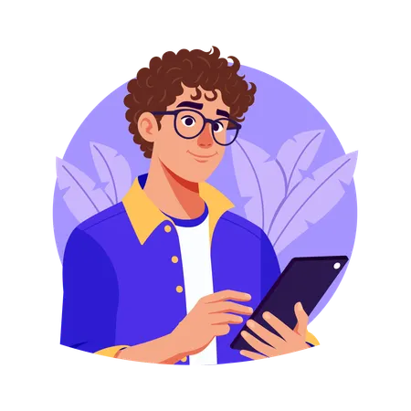 Boy using ipad  Illustration