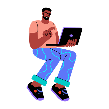 Boy using laptop  Illustration
