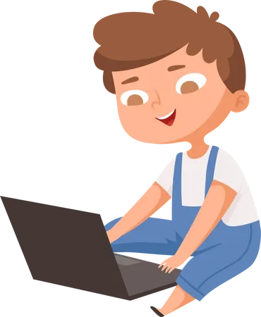 Boy using laptop  Illustration