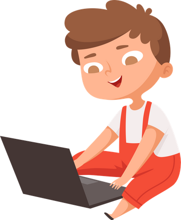 Boy using laptop  Illustration