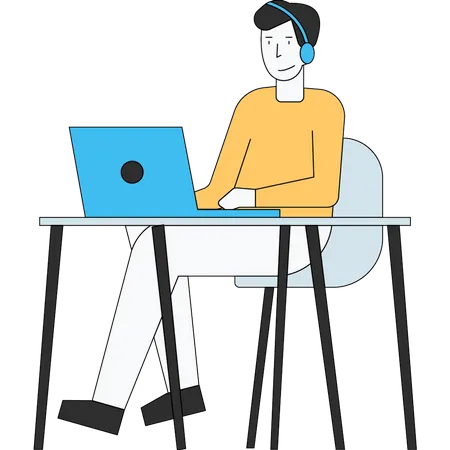 Boy using laptop  Illustration