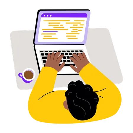 Boy using laptop  Illustration