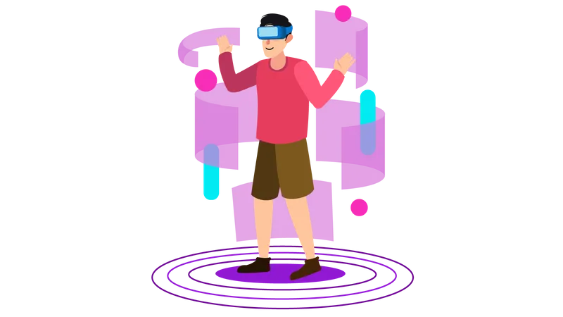 Boy using metaverse tech  Illustration