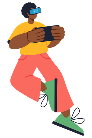 Boy using metaverse tech  Illustration