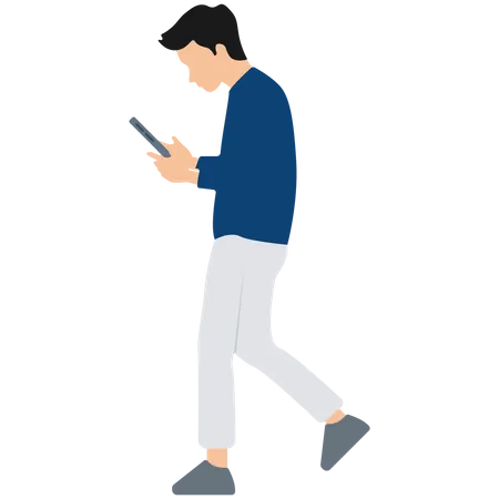Boy Using mobile Illustration