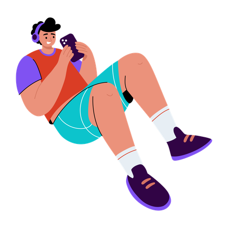 Boy using mobile phone  Illustration