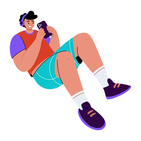 Boy using mobile phone  Illustration