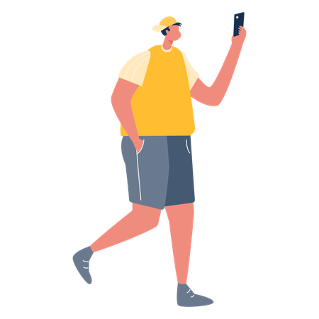 Boy using mobile phone  Illustration