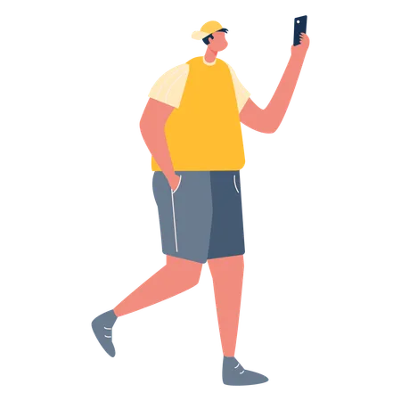 Boy using mobile phone  Illustration