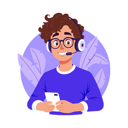 Boy using mobile phone  Illustration