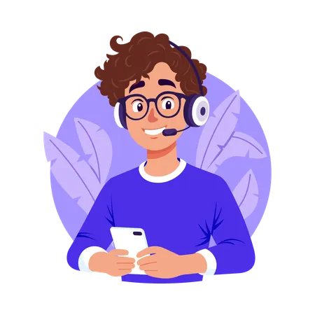 Boy using mobile phone  Illustration