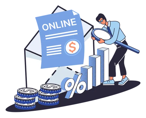 Boy using online banking platform  Illustration