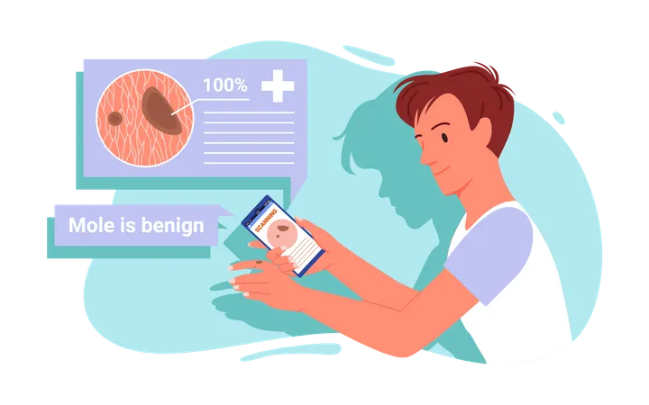 Boy using Online healthcare app  Illustration