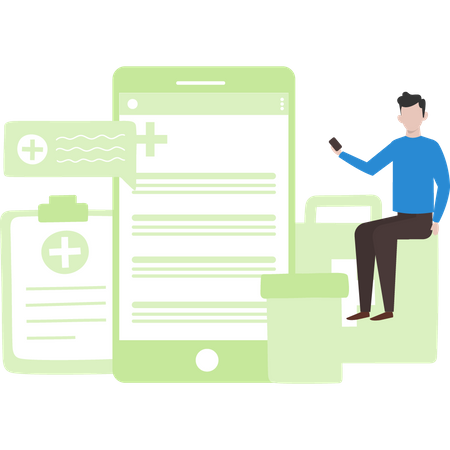 Boy using online medical app  Illustration