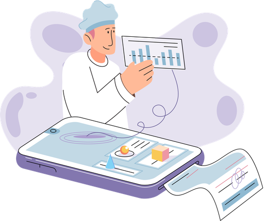 Boy using online medical service mobile app  Illustration