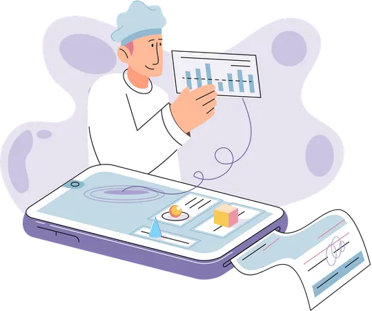 Boy using online medical service mobile app  Illustration