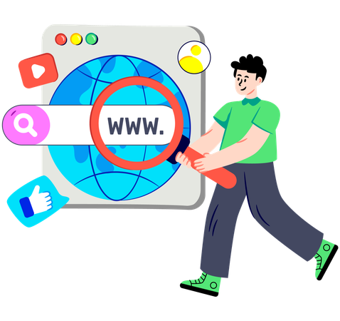 Boy using Search Browser  Illustration