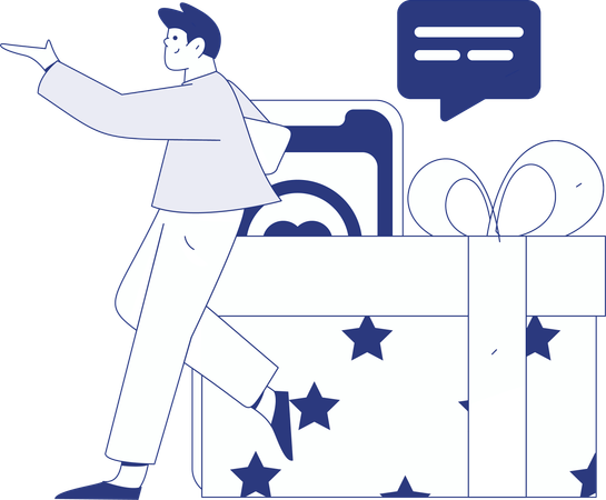Boy Using Shopping App  Illustration