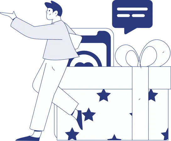 Boy Using Shopping App  Illustration