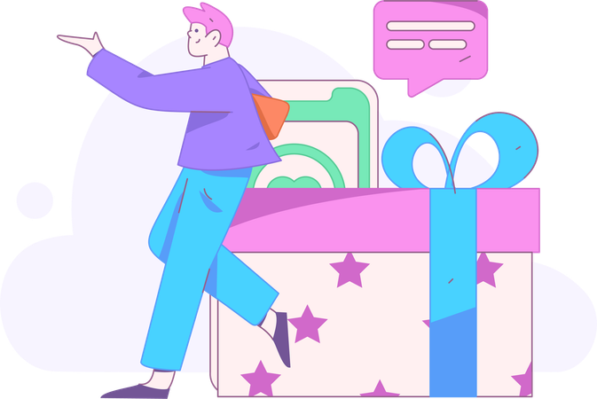 Boy using shopping app  Illustration