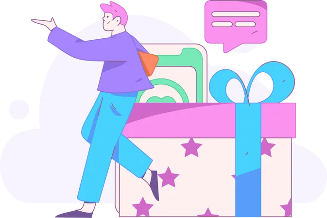 Boy using shopping app  Illustration