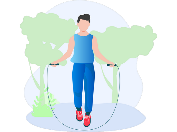 Boy using skipping rope  Illustration