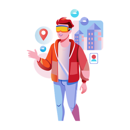 Boy using smart navigation  Illustration