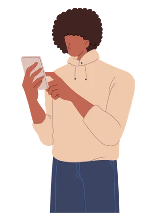 Boy using smartphone Illustration