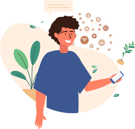 Boy using social media  Illustration