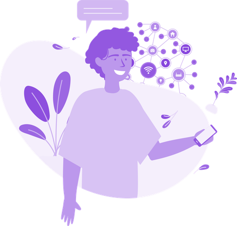 Boy using social media  Illustration