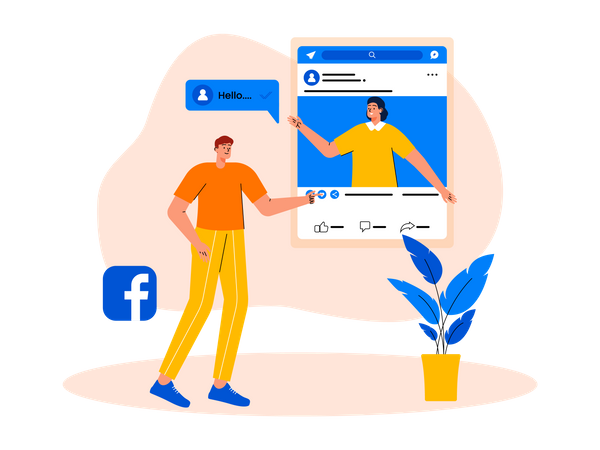Boy using social media  Illustration