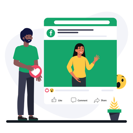 Boy using social media  Illustration