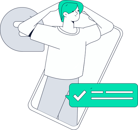 Boy using Social Network App  Illustration