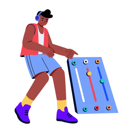 Boy using sound mixer  Illustration
