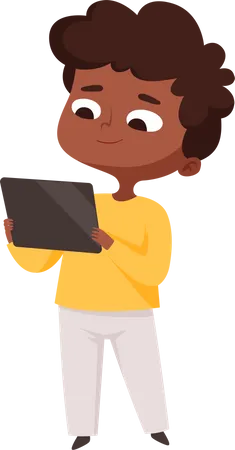 Boy using tablet Illustration