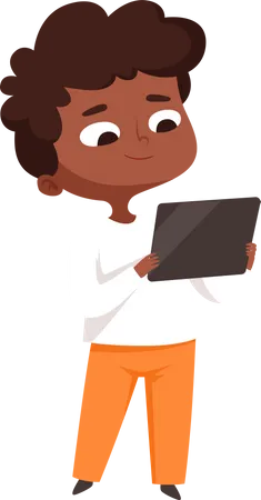 Boy using tablet Illustration