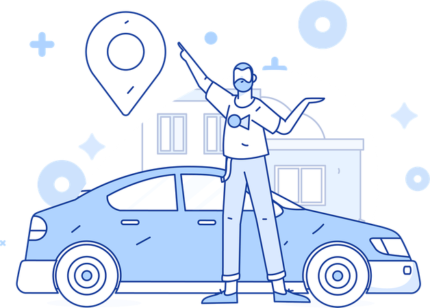 Boy using taxi service  Illustration