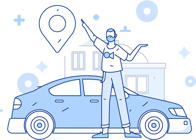 Boy using taxi service  Illustration