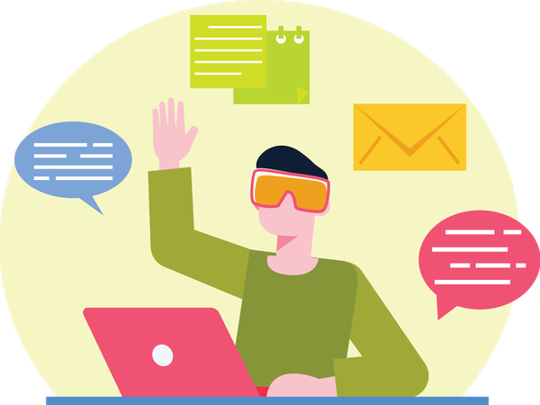 Boy using Vr Technology  Illustration
