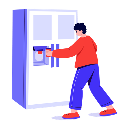 Boy using water filter  Illustration