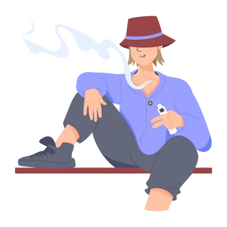 Man Doing Smoking Illustration