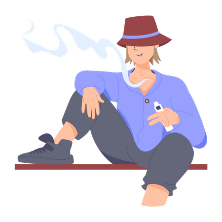 Boy Vaping  Illustration