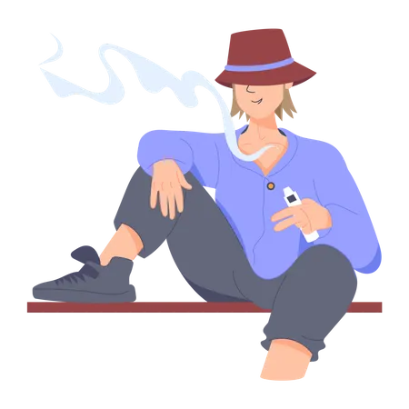 Boy Vaping  Illustration