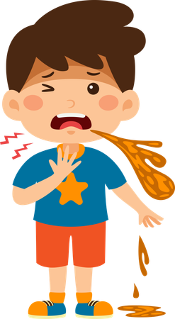 Boy vomiting  Illustration