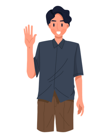 Boy waiving hand  Illustration